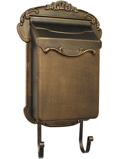 Scroll Design Cast-Aluminum Vertical Mailbox in Rubbed Bronze.